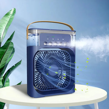 4-in-1 Portable USB Air Cooler Humidifier Fan with 7-Color Night Light & 600ml Tank