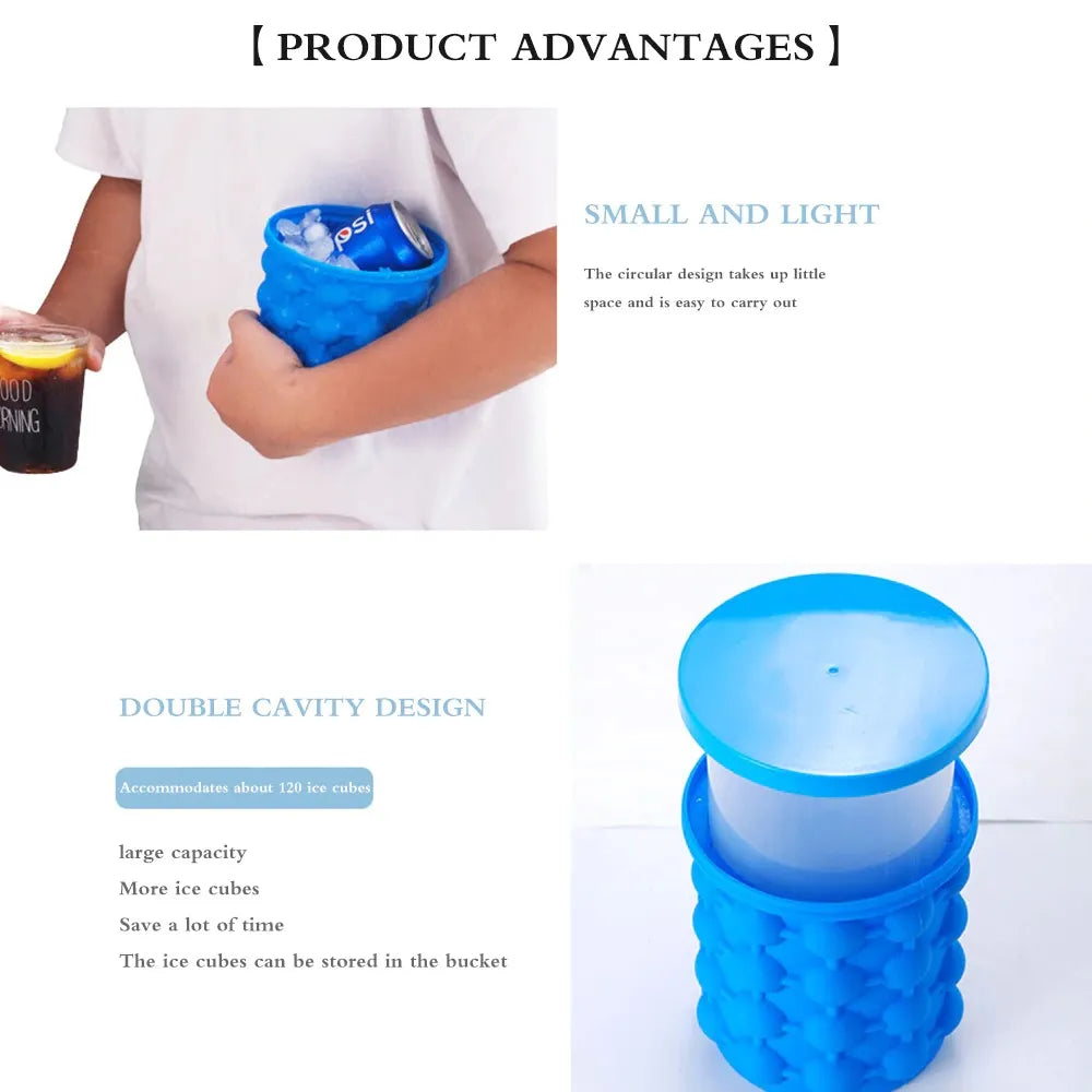 Small Silicone Ice Maker Bucket Fast Cold Ice Cube Storage for Kitchen