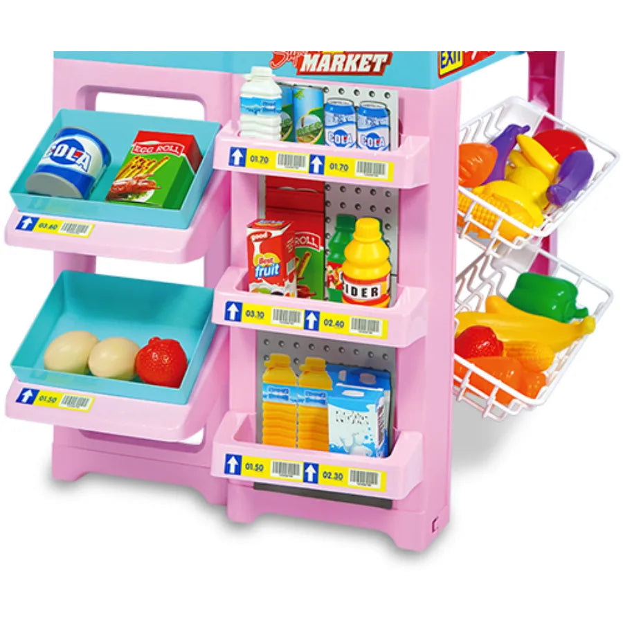 Children's Play Store Supermarket Playset with Trolley Scales Cash Register Sound and Light Effects