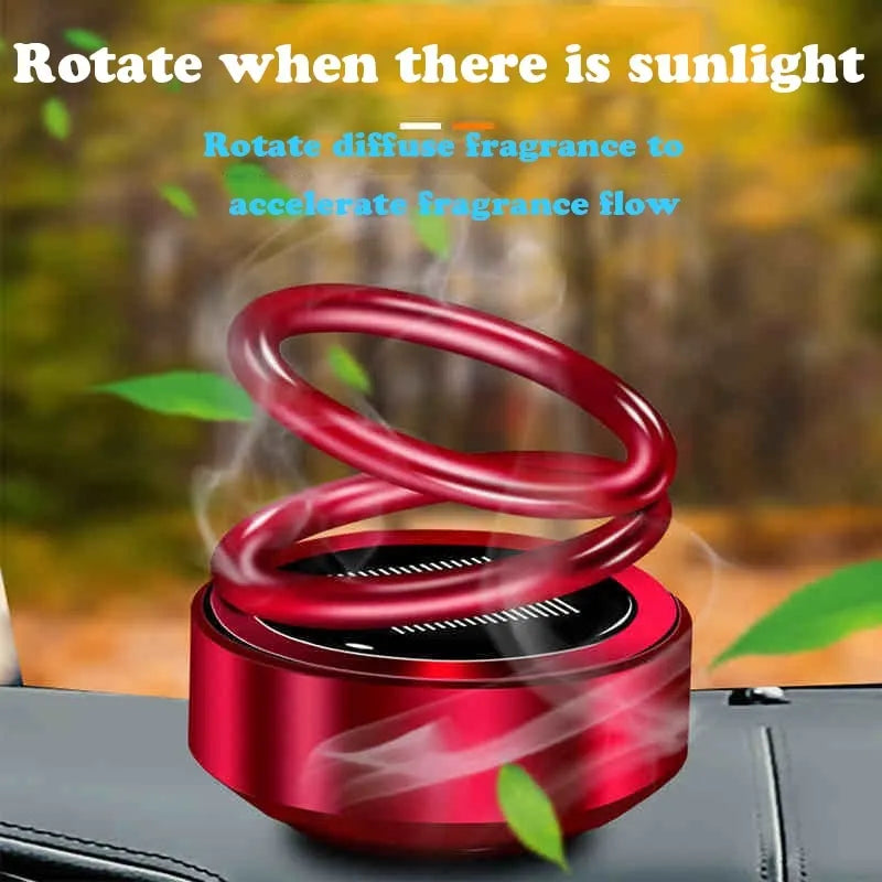 Solar Double Ring Rotating Car Air Freshener Aromatherapy Diffuser for Vehicles