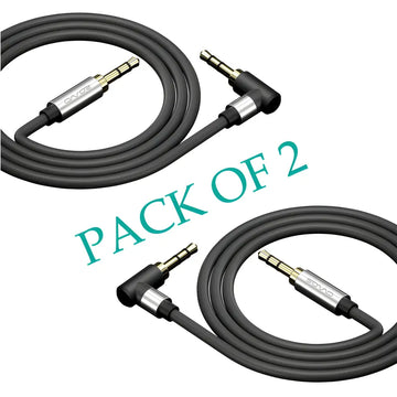 Pack of 2 SOVO SOX800 Thunder 3.5mm Aux Cable 1.5 Meter Anti Knotted Fast Transmission Stereo Audio Cable