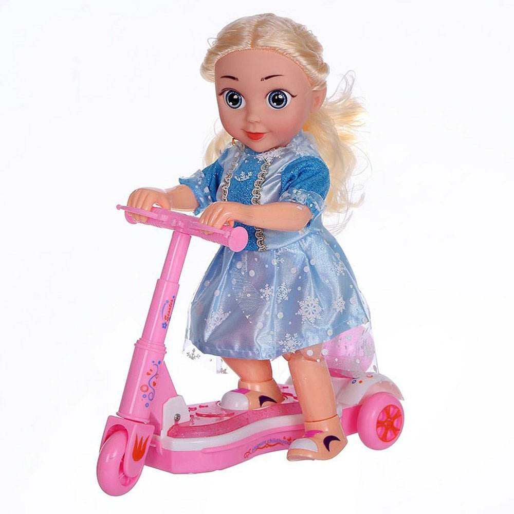 Sport Scooter Riding Doll with Lights & Music Battery Operated for Girls 3+ - Al-Raheem Imports