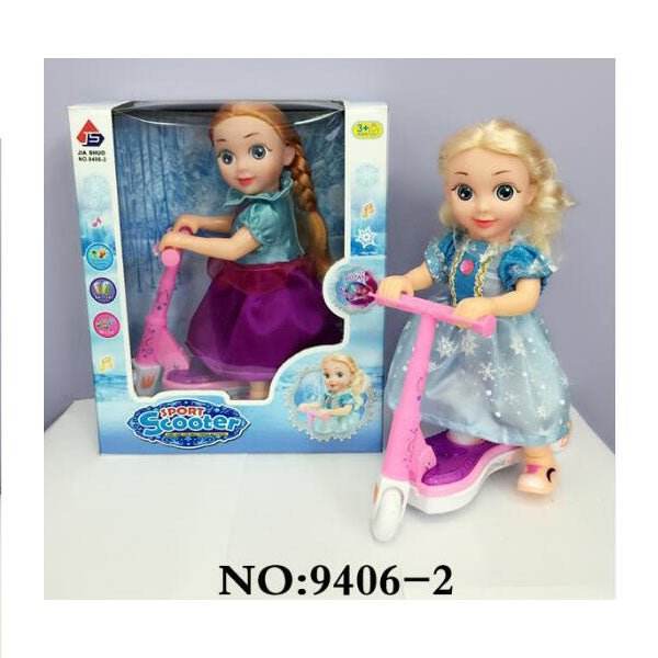 Sport Scooter Riding Doll with Lights & Music Battery Operated for Girls 3+ - Al-Raheem Imports