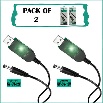 Pack of 2 SOVO SRC888 USB Boost Router Cables 5V to 12V Voltage Step Up Power Supply for WiFi Routers Modems