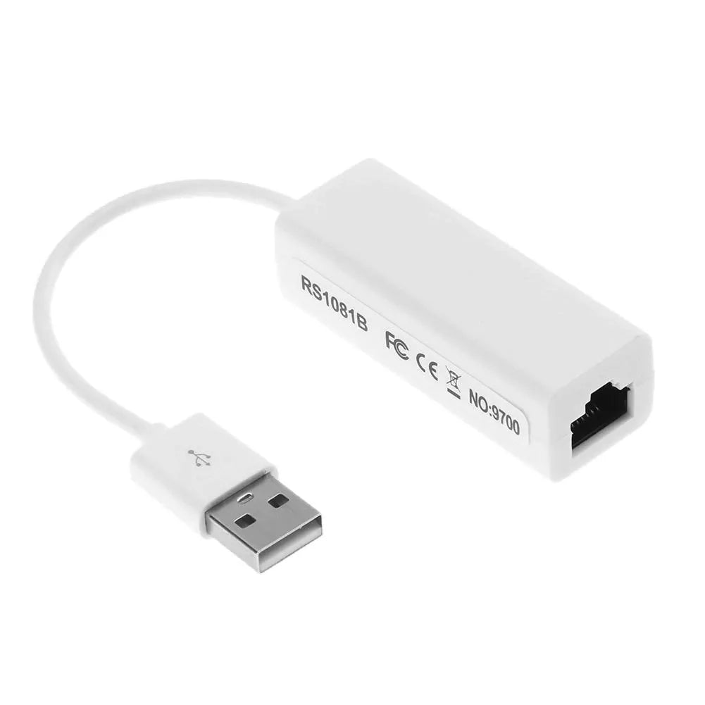 USB 2.0 to Ethernet Adapter RJ45 Network LAN Adapter 10/100Mbps for Windows PC Laptop White