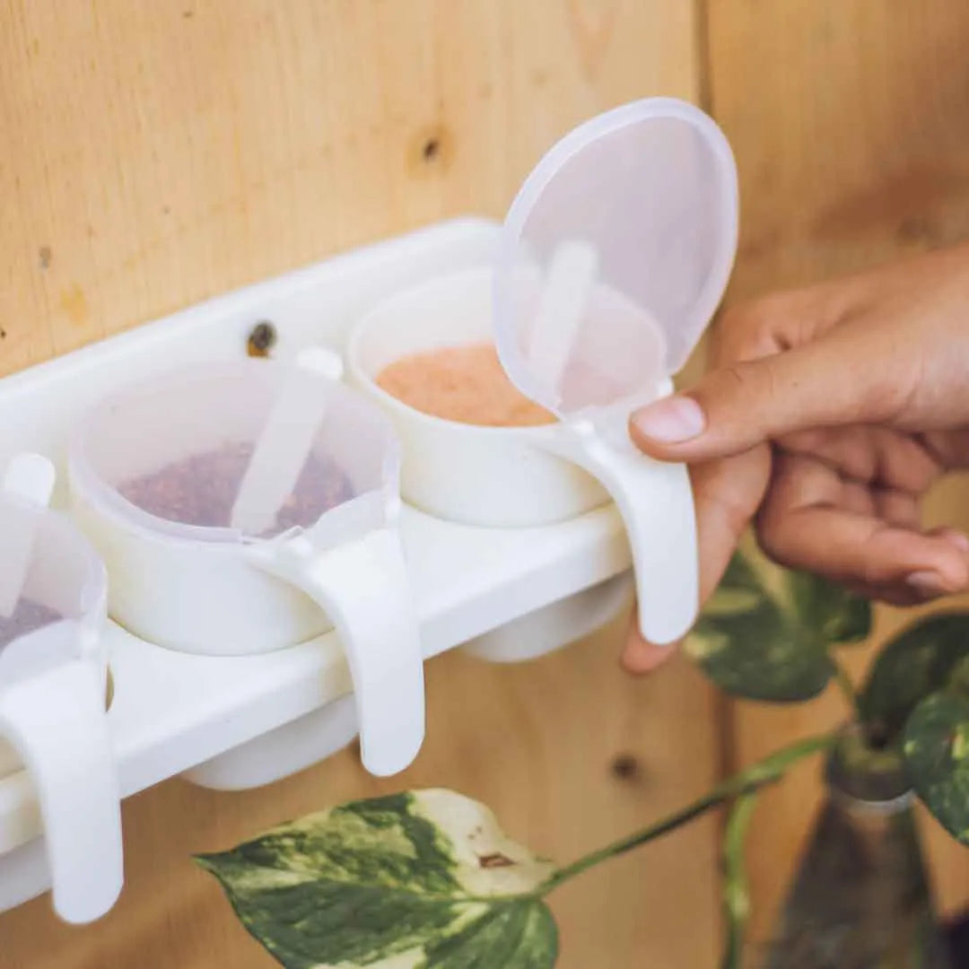 4 In 1 Beautiful Chilli Spice Rack Wall Hanging Kitchen Organizer with Spoons and Lids