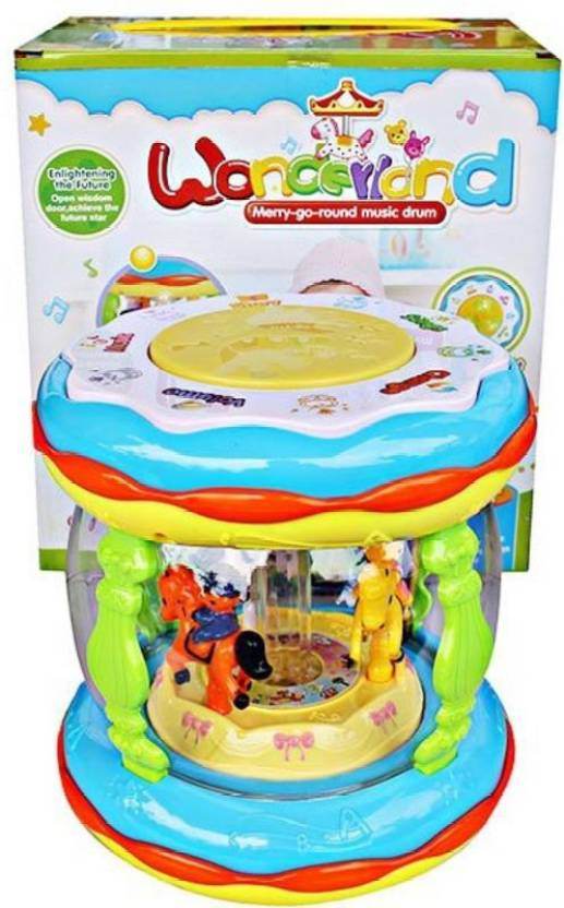 Wonderland Merry Go Round Musical Drum Toy with Lights & Sounds for Kids 3+ - Al-Raheem Imports