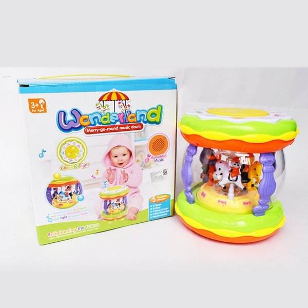 Wonderland Merry Go Round Musical Drum Toy with Lights & Sounds for Kids 3+ - Al-Raheem Imports