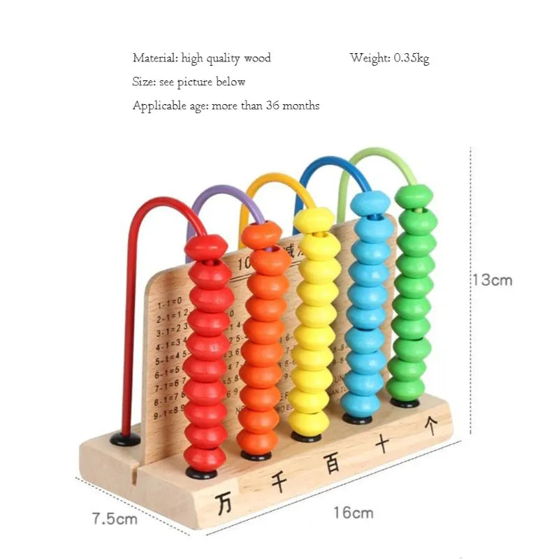 Wooden Five-Gear Abacus Bead Count Frame Educational Toy for Kids