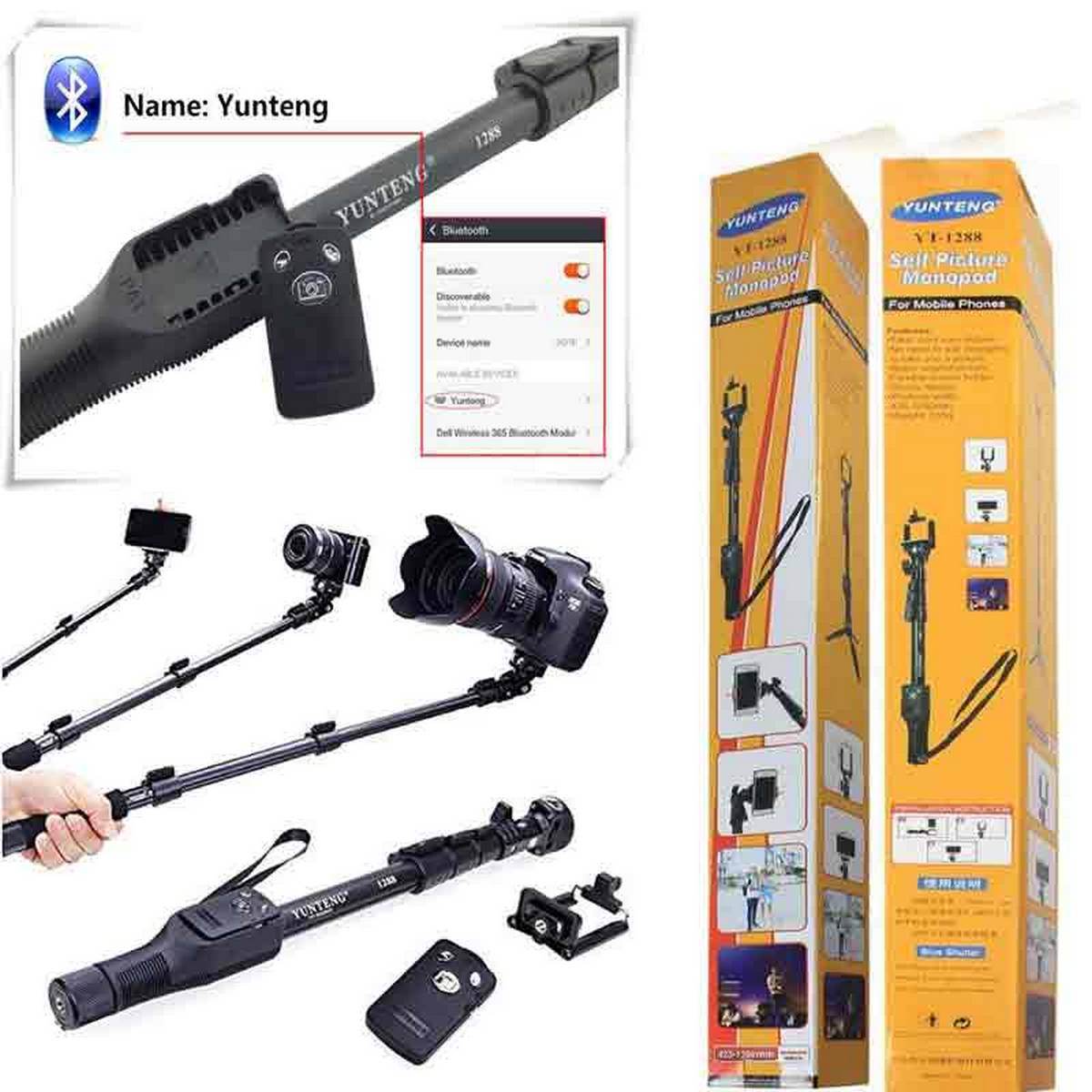 Yunteng YT-1288 Bluetooth Selfie Stick Tripod Monopod Extendable up to 125cm - Al-Raheem Imports