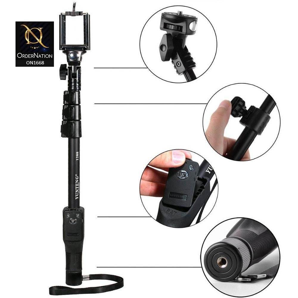 Yunteng YT-1288 Bluetooth Selfie Stick Tripod Monopod Extendable up to 125cm - Al-Raheem Imports